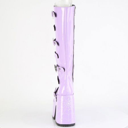 Cizme pana la genunchi cu toc gros, DemoniaCult, mov lila CAMEL 223 [3]