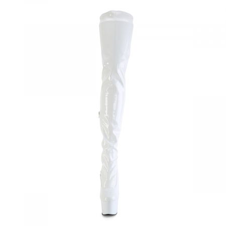 Cizme peste genunchi toc inalt 20 cm pole dance, cizme albe [1]