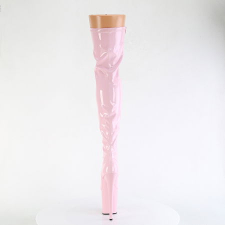 Cizme peste genunchi roz, cu toc inalt 20 cm pole dance papuci dansatoare [4]