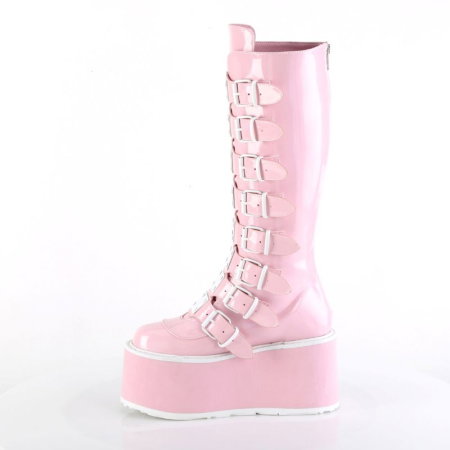 Cizme holografice roz cu platformă DAMNED 318 – DemoniaCult, până la genunchi [1]