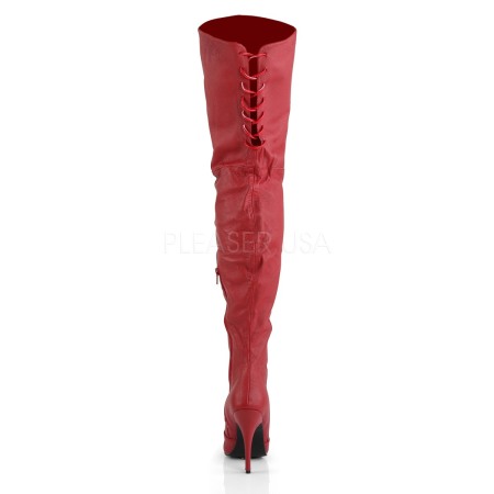Cizme roșii peste genunchi din piele cu șiret la spate, toc cui 12,7 cm, Pleaser LEGEND 8899 [3]