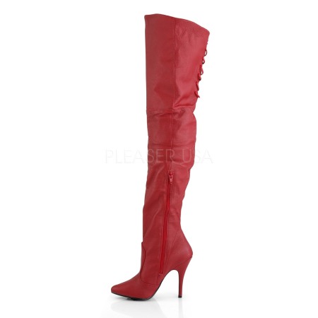 Cizme roșii peste genunchi din piele cu șiret la spate, toc cui 12,7 cm, Pleaser LEGEND 8899 [2]