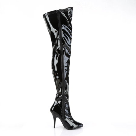 Cizme peste genunchi Pleaser SEDUCE 3000 negre lac cu toc stiletto [1]