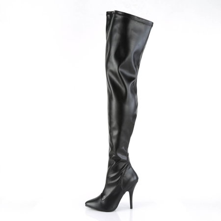 Cizme peste genunchi Pleaser SEDUCE 3000 negre mat cu toc stiletto [2]