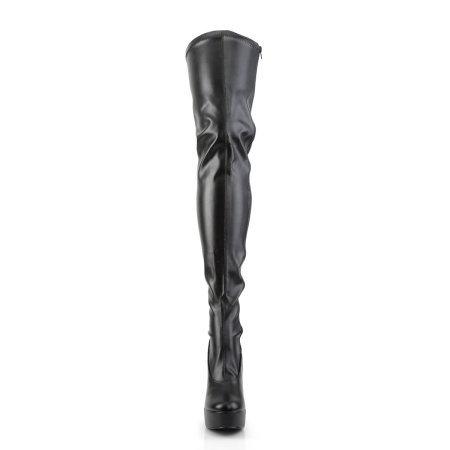 Cizme peste genunchi Pleaser ELECTRA 3000Z negru mat cu toc gros [4]