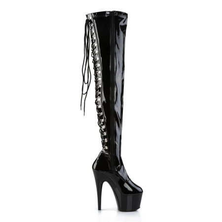 Cizme Pole Dance peste genunchi Pleaser Adore 3063 negre cu toc de 18 cm și platformă de 7 cm [1]