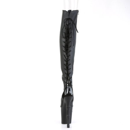 Cizme Pleaser RAPTURE 3019 negre peste genunchi cu platformă craniu și toc osos de 20 cm pentru pole dance [3]