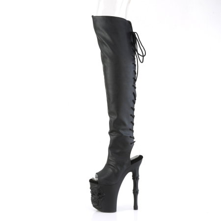Cizme Pleaser RAPTURE 3019 negre peste genunchi cu platformă craniu și toc osos de 20 cm pentru pole dance [2]