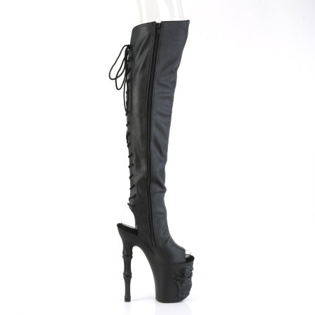 Cizme Pleaser RAPTURE 3019 negre peste genunchi cu platformă craniu și toc osos de 20 cm pentru pole dance [4]