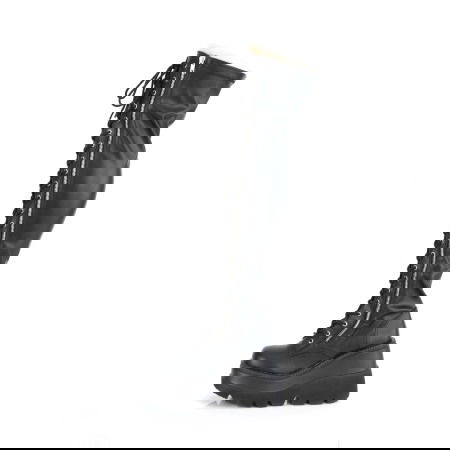 Cizme peste genunchi din piele ecologica, cu talpa ortopedica, Demonia Cult [2]