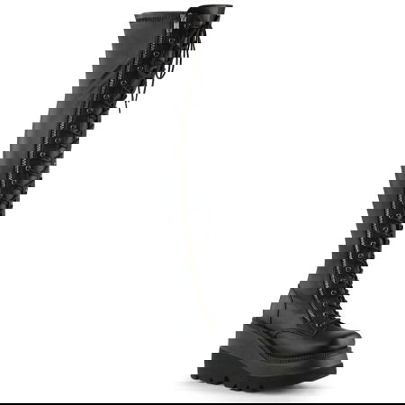 Incaltaminte Gotic Femei - Cizme peste genunchi din piele ecologica, cu talpa ortopedica, Demonia Cult