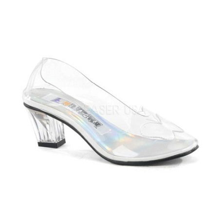 Pantofi cu toc mic - Pantofi transparenti cu toc mic si gros CRYSTAL 103