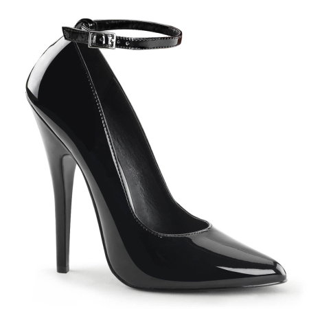 Pantofi Dansatoare - Pantofi fetish negri Devious DOMINA-431 cu toc stiletto de 15,2 cm și baretă la gleznă