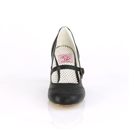 Pantofi cu toc mic si gros, stil Pin Up retro, negri, FLAPPER 32 [1]