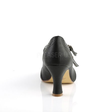 Pantofi cu toc mic si gros, stil Pin Up retro, negru, FLAPPER 35 [3]