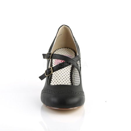 Pantofi cu toc mic si gros, stil Pin Up retro, negru, FLAPPER 35 [1]