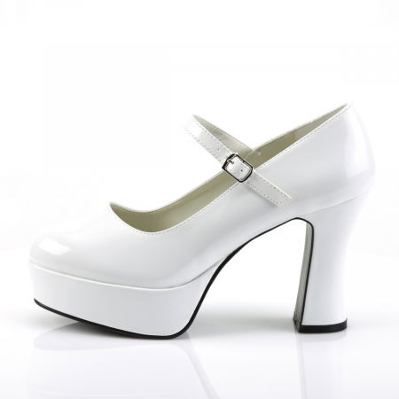 Pantofi albi, cu platforma si toc gros, de mireasa brand Pleaser [2]