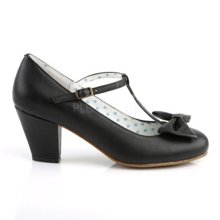 Pantofi cu toc mic si gros, stil Pin Up retro, negri, WIGGLE 50 [4]
