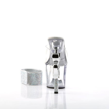 Saboti cu platformă Pleaser R-712, alb transparent cu pietricele [3]