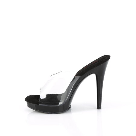 Saboți Fabulicious GLORY 501 negri cu față transparentă, toc de 12,7 cm și calapod Comfort Width pentru picior lat. [2]