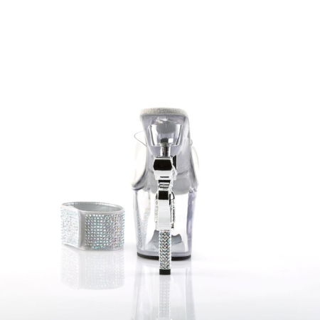 Saboti cu platformă Pleaser R-712, alb transparent cu pietricele [3]