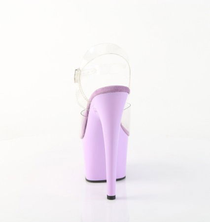Sandale mov lavanda cu toc inalt, pole dance, cu barete transparente ADORE 708 [3]