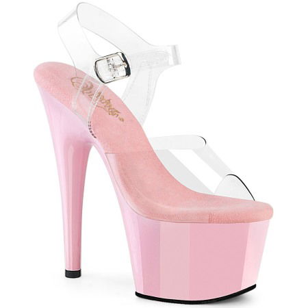Sandale Pole Dance - Sandale baby pink cu toc inalt si platforma, pole dance, ADORE 708