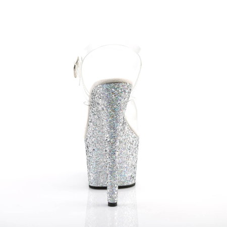 Sandale cu toc si platforma argintie ADORE 708 LG, Pole dance [3]