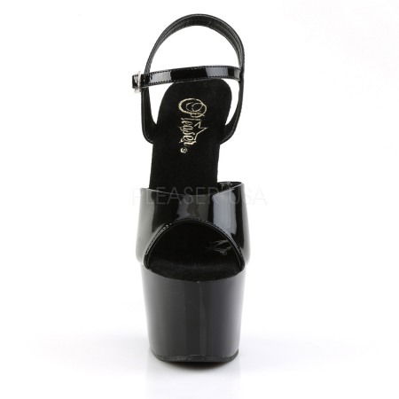 Sandale cu platforma si toc inalt, din lac cu bareta, negre ADORE 709 [2]