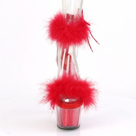 Sandale cu platforma ADORE 724 F rosii cu puf si toc 18 cm [2]