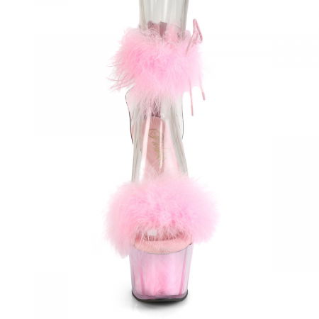 Sandale ADORE 724 F roz, marimi mari, cu puf si toc 18 cm dans la bara [2]