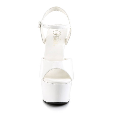 sandale albe de mireasa cu toc de 15 cm si platforma Aspire 609, Pleaser USA [2]