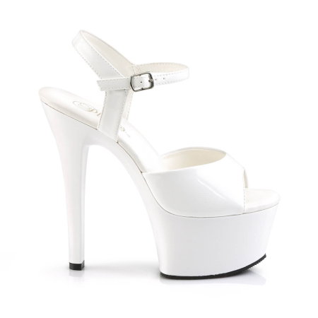 sandale albe de mireasa cu toc de 15 cm si platforma Aspire 609, Pleaser USA [3]