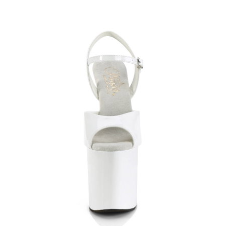 Sandale Pleaser NAUGHTY 809 albe lac pentru picior lat, cu toc de 20 cm și platformă de 10 cm. [2]