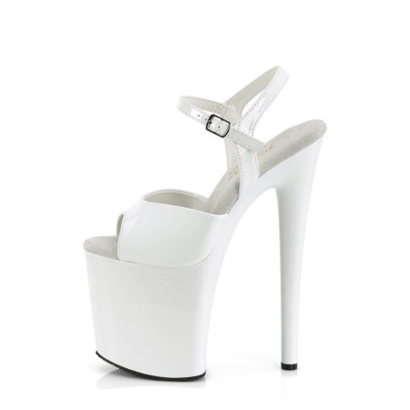 Sandale Pleaser NAUGHTY 809 albe lac pentru picior lat, cu toc de 20 cm și platformă de 10 cm. [4]