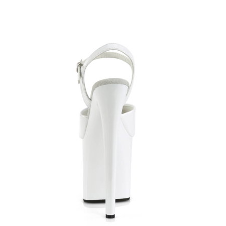 Sandale Pleaser NAUGHTY 809 albe lac pentru picior lat, cu toc de 20 cm și platformă de 10 cm. [3]