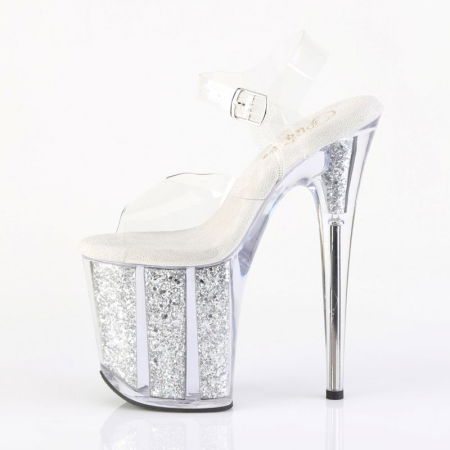Sandale argintii cu platformă înaltă Flamingo 808 G pentru pole dance și scenă [4]