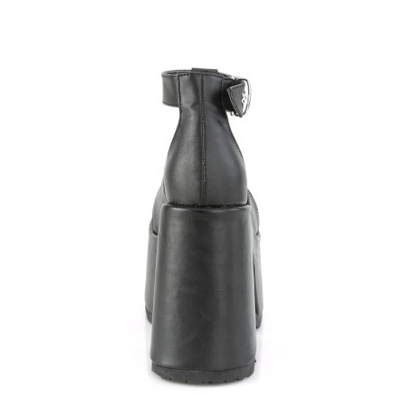 Sandale piele ecologică vegană mată, toc gros, Camel-103/BVL, DemoniaCult [3]