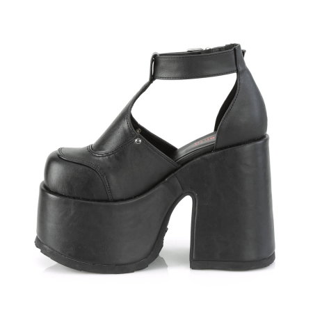 Sandale piele ecologică vegană mată, toc gros, Camel-103/BVL, DemoniaCult [4]