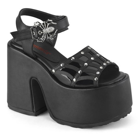 Marimi - Sandale gothic DemoniaCult Camel 17 cu platformă, toc gros și păianjen metalic
