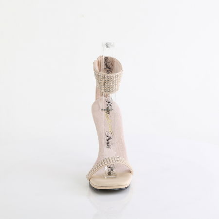 Sandale concurs fitness de mireasa pleaser toc de 12 cm crem [3]