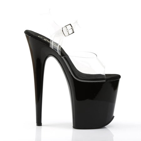 Sandale Pleaser FLAMINGO 808 negre cu barete transparente, toc înalt de 20,3 cm și platformă pentru pole dance. [9]