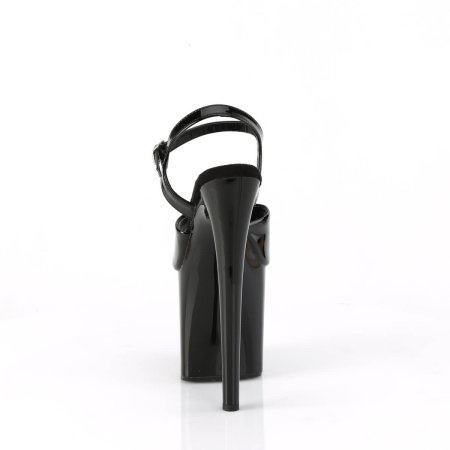 Sandale Pleaser NAUGHTY 809 negre lac pentru picior lat, cu toc de 20 cm și platformă de 10 cm. [3]