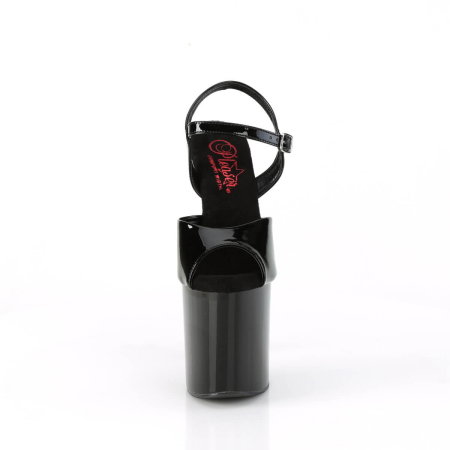 Sandale Pleaser NAUGHTY 809 negre lac pentru picior lat, cu toc de 20 cm și platformă de 10 cm. [2]