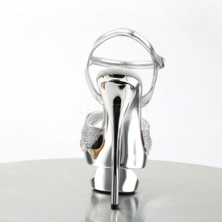 Sandale cu toc inalt argintii, cu platforma ECLIPSE 619 G [3]