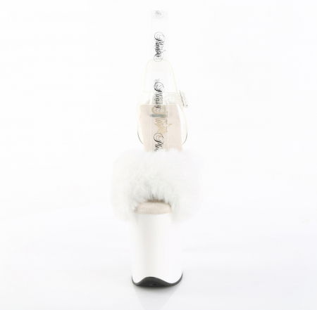 Sandale albe, cu puf si cu toc inalt si platforma, Pleaser USA [2]