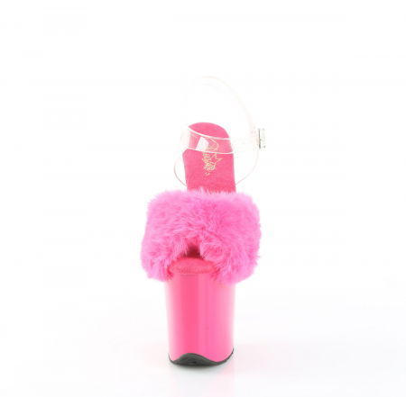 Sandale fucsia cu toc inalt si platforma, sandale cu puf [2]