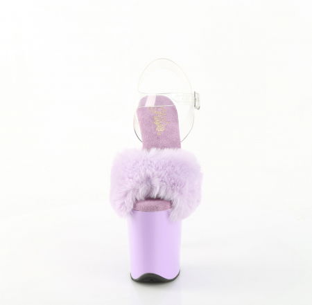 Sandale mov lila cu toc inalt si platforma, sandale cu puf [2]