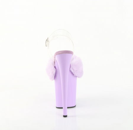 Sandale mov lila cu toc inalt si platforma, sandale cu puf [4]