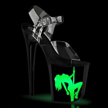 Sandale Pole Dance - sandale fluorescente led pole dance toc inalt dansatoare